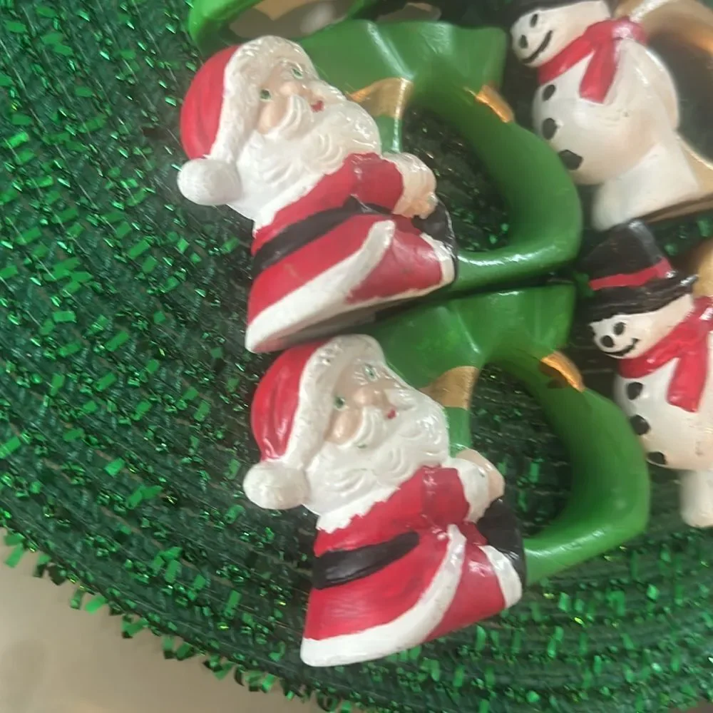 Vintage Ceramic Christmas Themed Napkins Rings (8)
